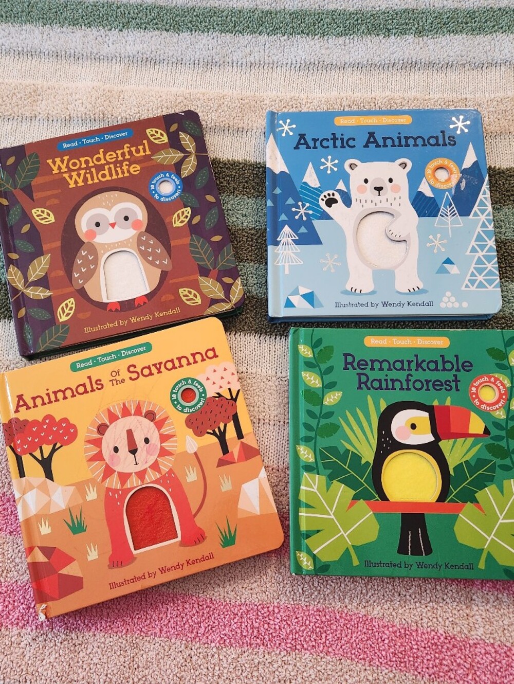Set of 4 Usborne Paper Pie Touch Feel Sensory Board Books Animals Habitats Book